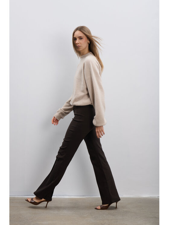 Fobya Fobya Sweter F2082 Beżowy Basic Fit