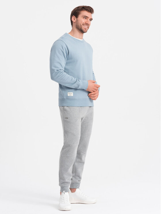 Ombre Ombre Mikina OM-SSBN-0175 Modrá Regular Fit