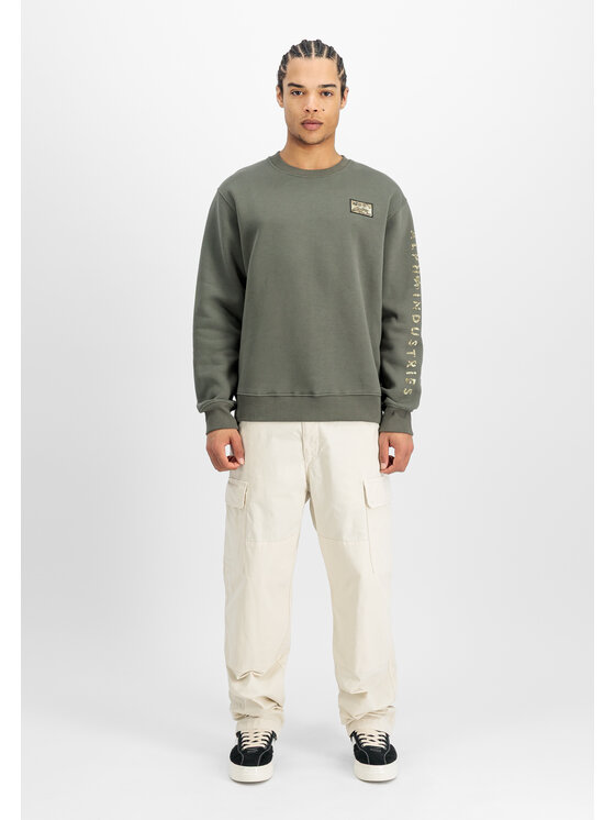 Alpha Industries Alpha Industries Bluza Camo Sleeve Sweatshirt Zielony Regular Fit