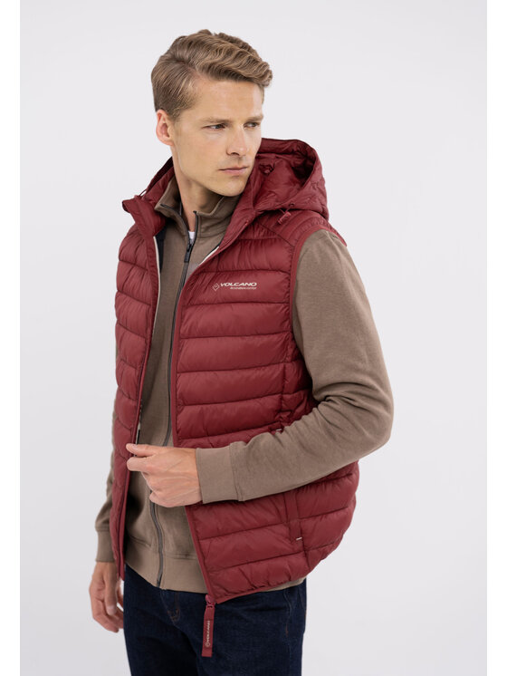 Volcano Volcano Kamizelka V-RUSSEL Czerwony Regular Fit