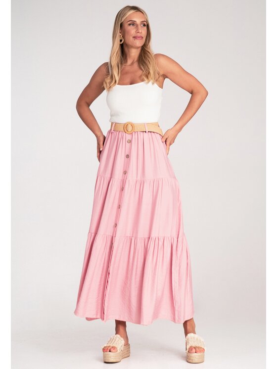 FIGL FIGL Maxi sukňa M1222 Ružová Straight Fit