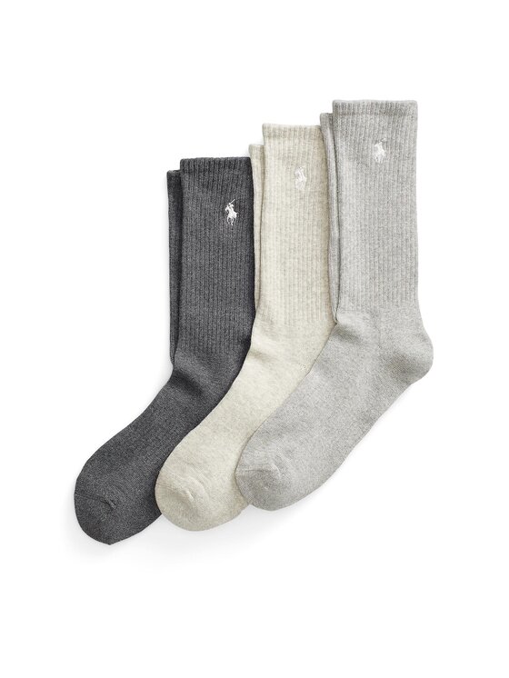 Polo Ralph Lauren Set di 3 paia di calzini lunghi da uomo 449875584002 Grigio, taglia : 00