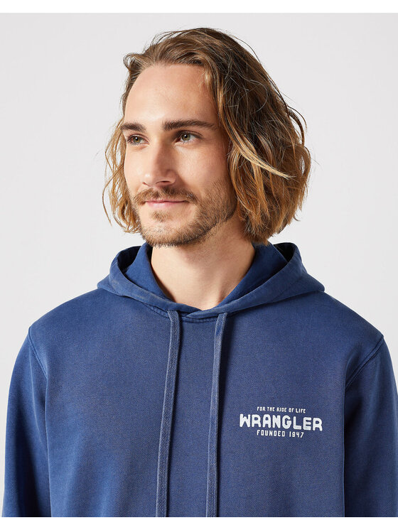 Wrangler Wrangler Bluza GRAPHIC HOODIE Niebieski Loose Fit