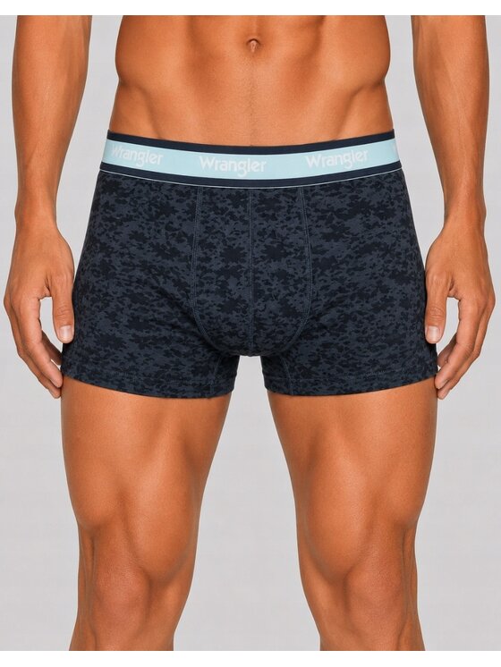Wrangler Wrangler Bokserki Marris 3 Pack Cotton Elastane Trunks Niebieski