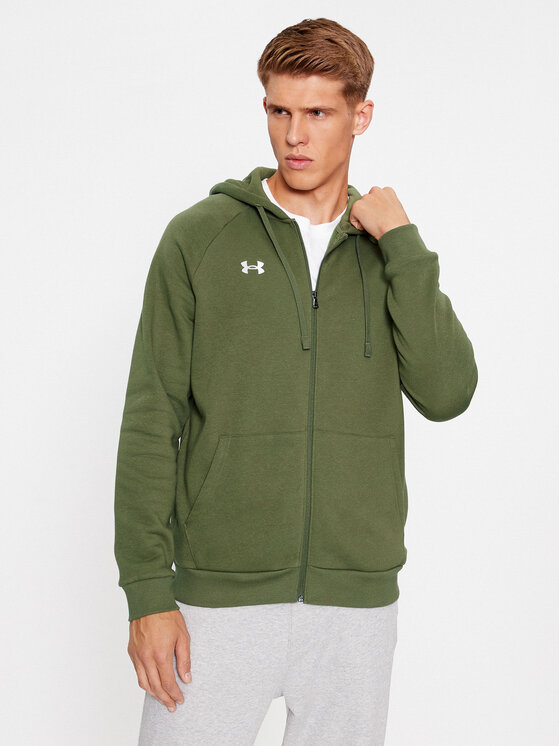 Under Armour Džemperis ar kapuci Ua Rival Fleece Fz Hoodie 1379767 Haki Loose Fit