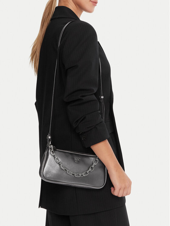 PINKO PINKO Kabelka Half Moon Baguette Mini AI 25-26 PLTT 105069 A2O9 Strieborná