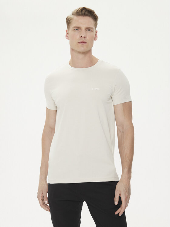 Calvin Klein T-krekls K10K112724 Bēšs Slim Fit