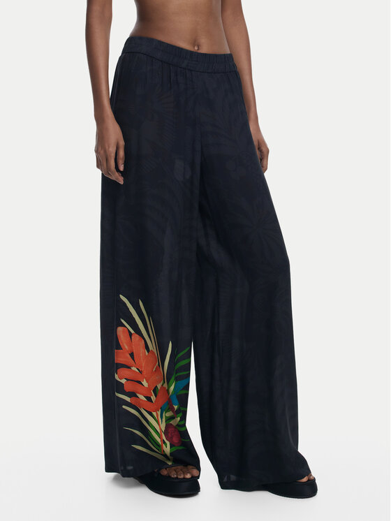Desigual Pantaloni palazzo 25SWMW02 Nero Wide Leg, taglia : L