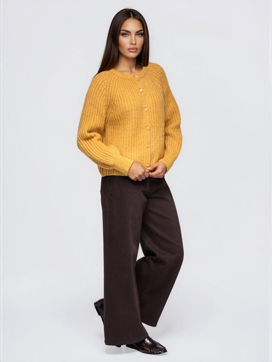 Ombre Ombre Svetr OW-SW-E0071 Žlutá Relaxed Fit