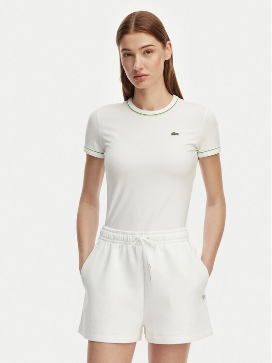 Lacoste Tricou TF5289 Alb Slim Fit
