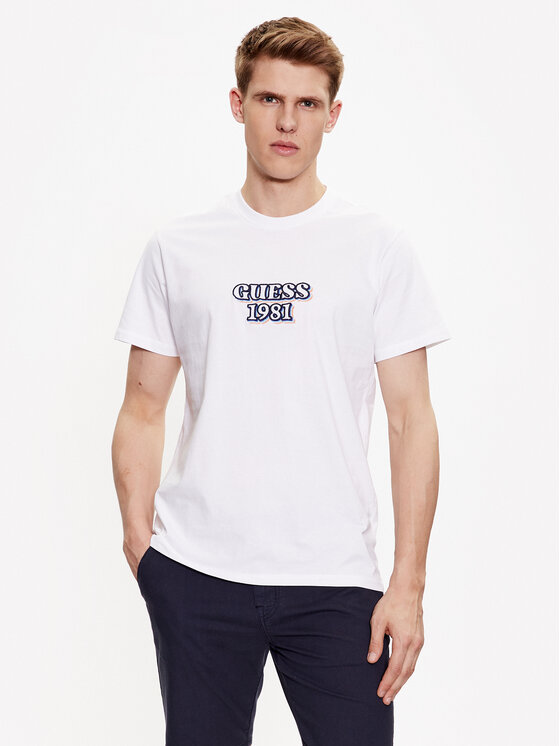 Guess T-krekls Logo M3GI30 K8FQ4 Balts Slim Fit