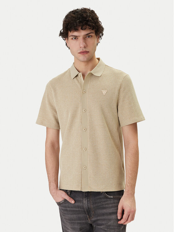 Guess Koszula M6GP09 K3078 Beżowy Regular Fit