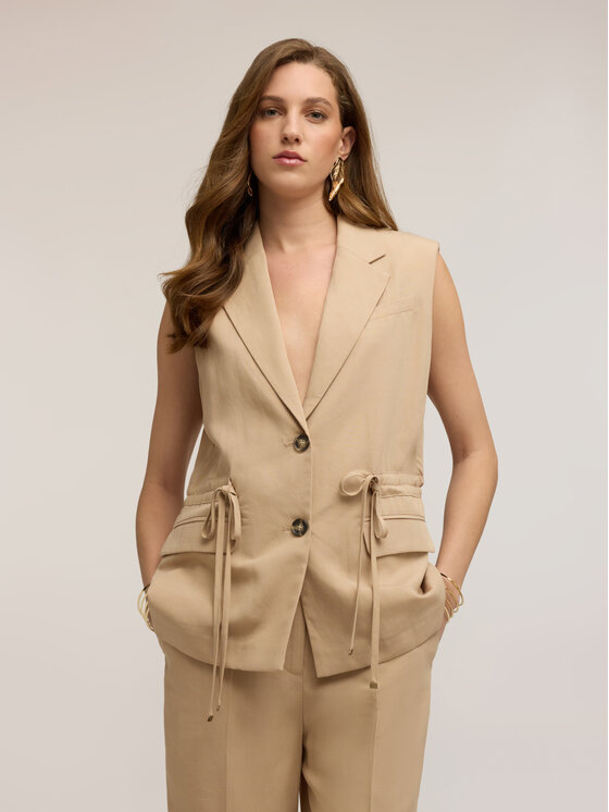 Motivi Motivi Gilet L016Q000079N0R2 Crema Over Fit