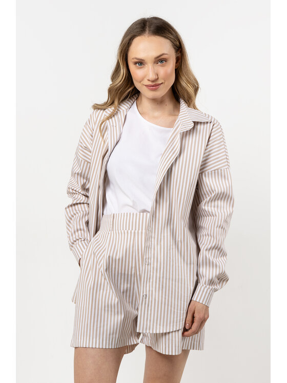 Awama Awama Koszula A720 Beżowy Basic Fit