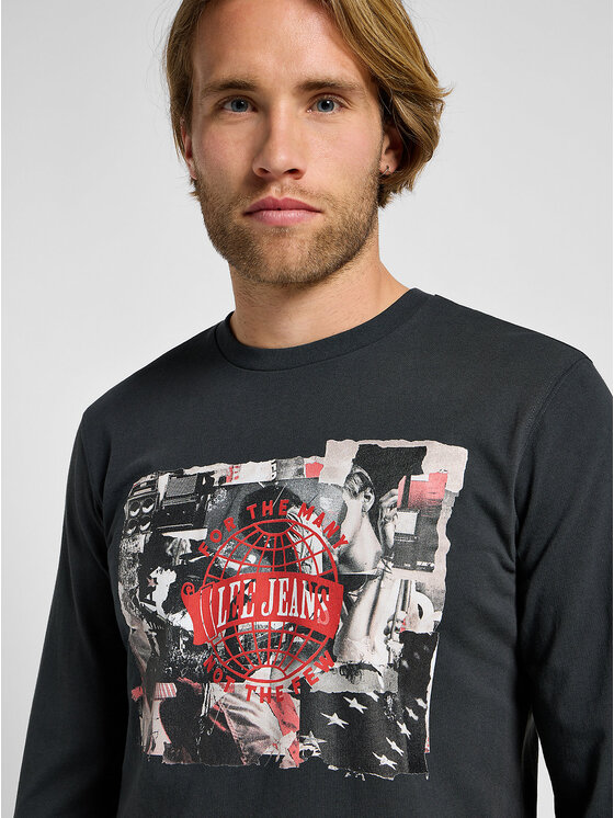 Lee Lee Longsleeve LS UTILITY ARTIST TEE Czarny Regular Fit