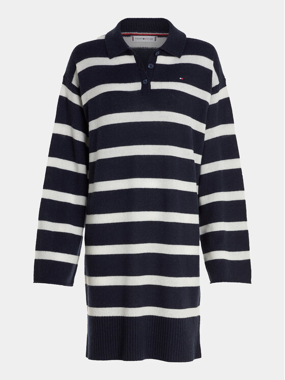 Tommy Hilfiger Tommy Hilfiger Sukienka dzianinowa WW0WW39931 Granatowy Relaxed Fit