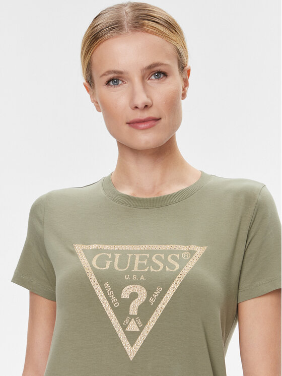 Guess Guess T-shirt W4RI69 J1314 Zelena Regular Fit