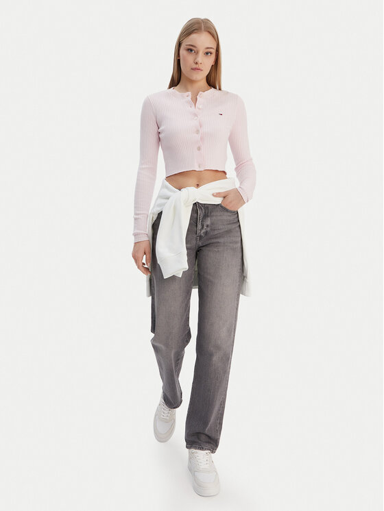Tommy Jeans Tommy Jeans Kardigán DW0DW22023 Rózsaszín Slim Fit