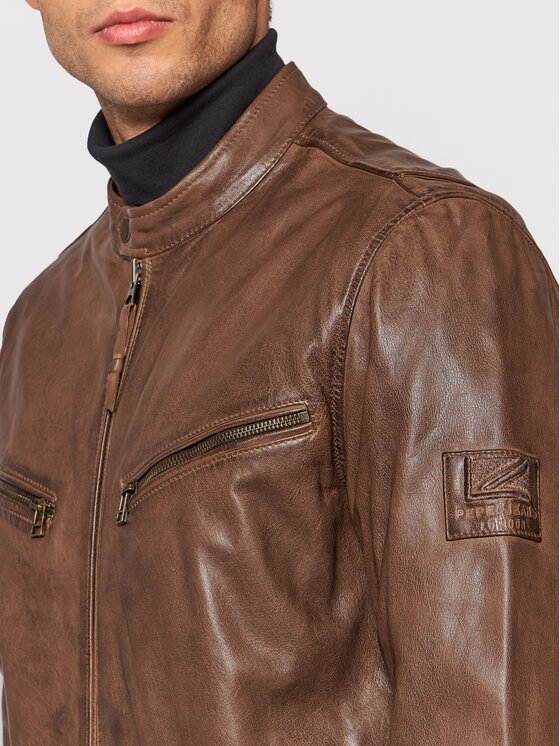 Pepe Jeans Odinė striukė Peter PM402442 Ruda Regular Fit • Modivo.lt