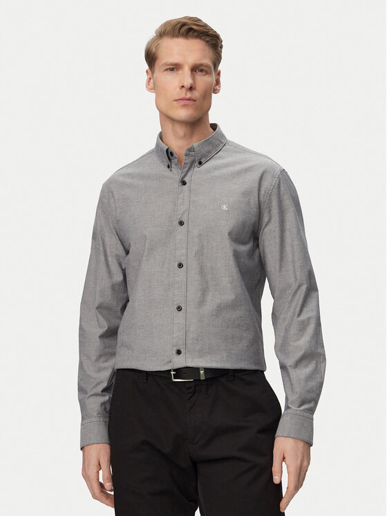 Calvin Klein Jeans Košeľa Oxford Classic LV140EM125 Sivá Regular Fit