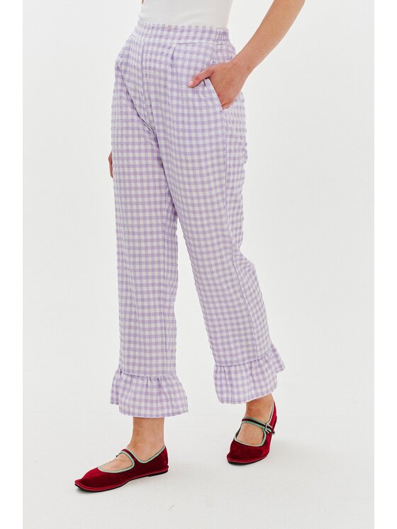 NAOKO NAOKO Kalhoty z materiálu Lavender Bloom Fialová Regular Fit