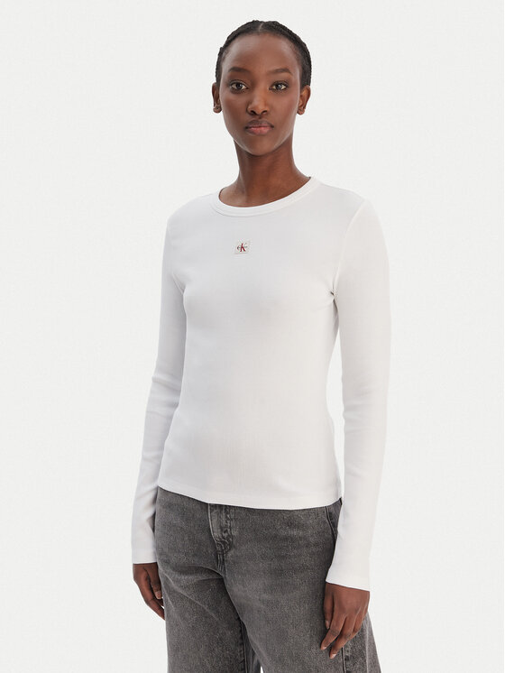 Calvin Klein Jeans Bluză LV047E205G Alb Slim Fit