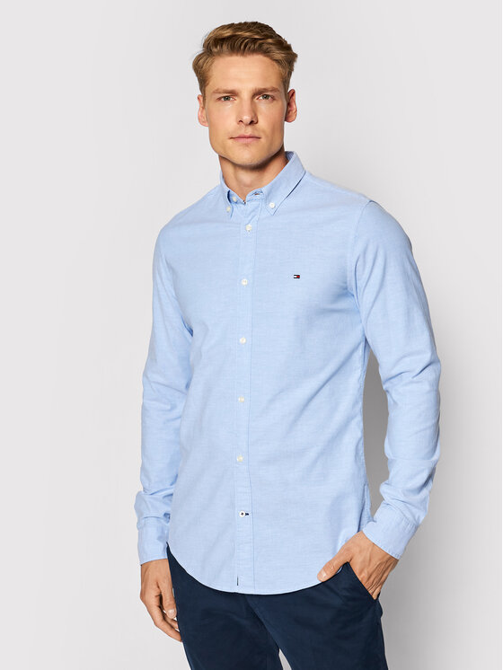 Tommy Hilfiger Tommy Hilfiger Krekls Core Stretch Slim Oxford Shirt MW0MW03745 Zils Slim Fit