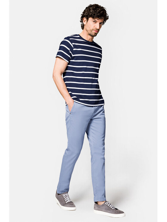 Lancerto Lancerto Spodnie materiałowe Monaco SP082123000005 Błękitny Slim Fit