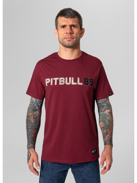 PITBULL PITBULL T-Shirt Koszulka Bordowy Regular Fit