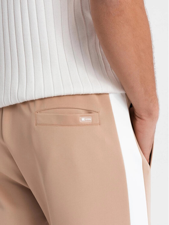 Ombre Ombre Spodnie dresowe OM-PASK-0229 Beżowy Regular Fit