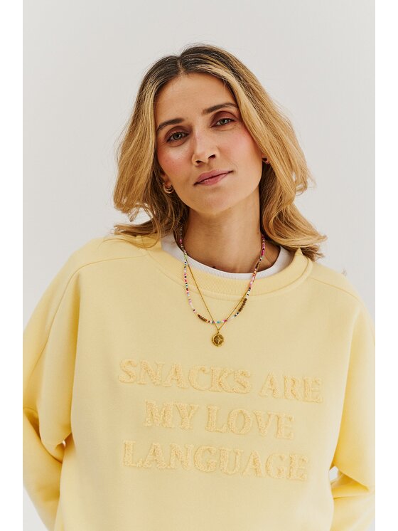 NAOKO NAOKO Bluza Love Language Kremowy Reglan Fit