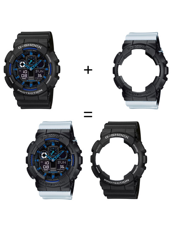 Casio Casio Zegarek SET GA-100-1A2ER + BEZEL 10358741 + PASEK 10527469 Biały