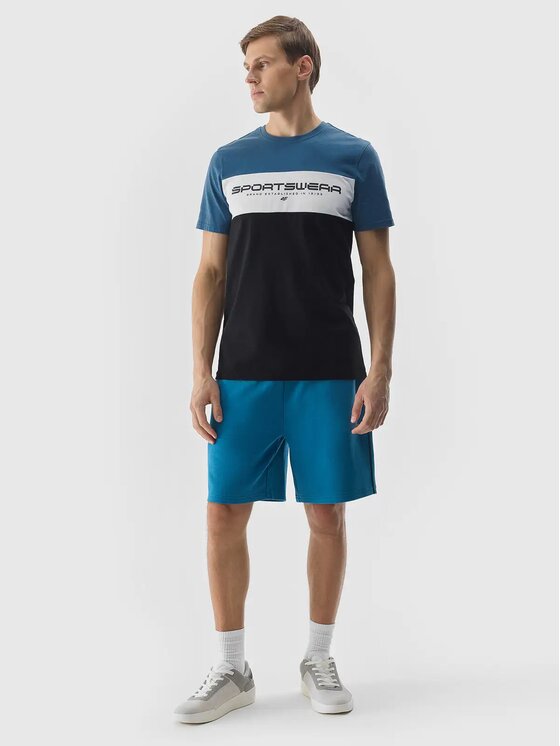 4F 4F Tričko 4FWSS24TTSHM1326-33S Modrá Regular Fit