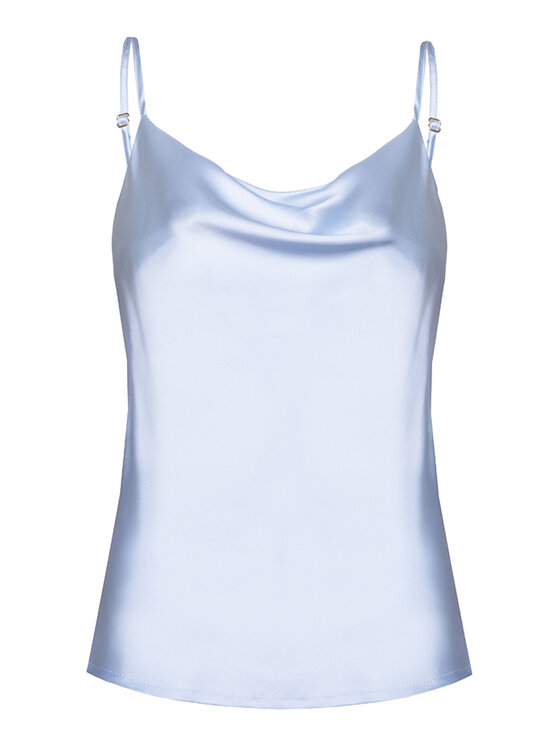 Cat&Cat Cat&Cat Top jedwabny z dekoltem woda Błękitny Regular Fit