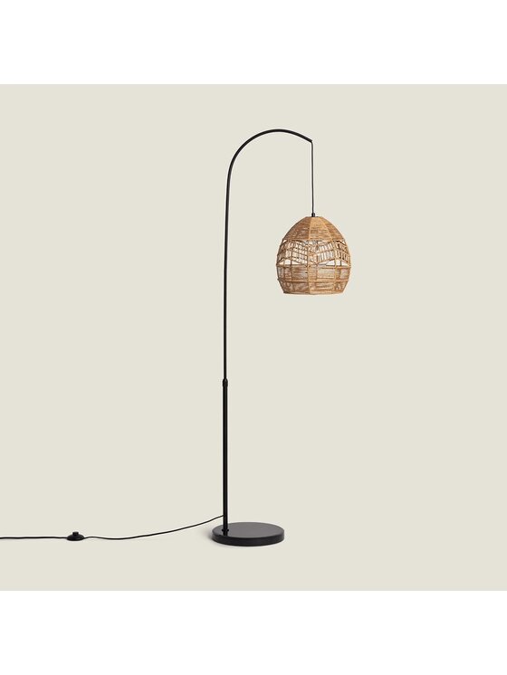 MIAhome MIAhome Lampa pogłogowa z plecionym kloszem Beyavo Brązowy