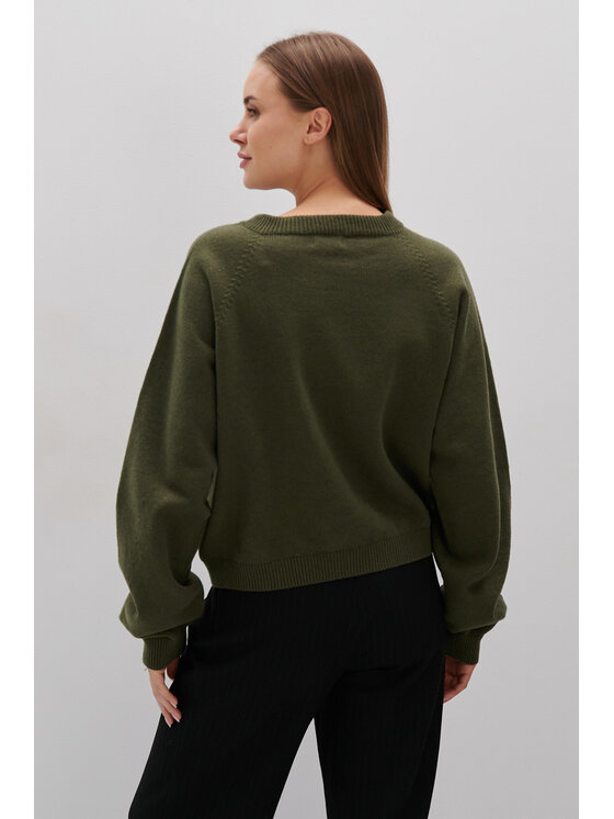 Fobya Fobya Sweter F2063 Zielony Basic Fit