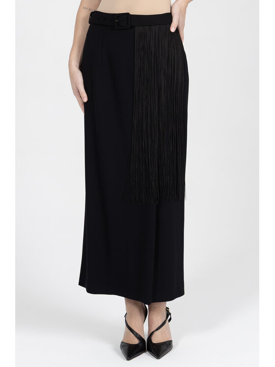 Deni Cler Milano Deni Cler Milano Spódnica midi W-DC-7002-F2-E3-90-1 Czarny Regular Fit