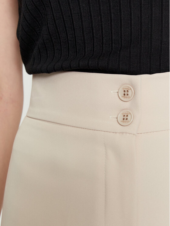 Maryley Maryley Hlače iz tkanine 24EB680/43GE Bež Wide Leg