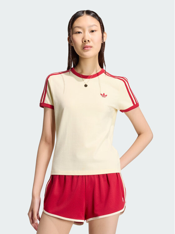 adidas adidas T-Shirt 3 STRIPES SLIM TEE Żółty Slim Fit