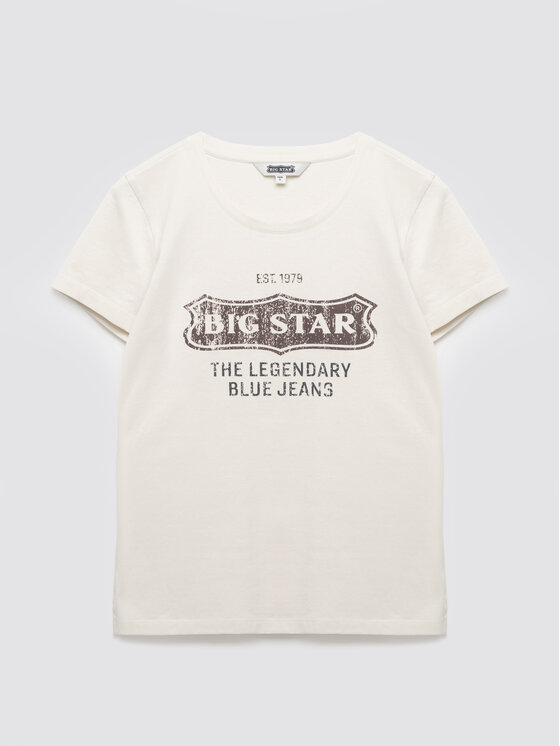 BIG STAR BIG STAR T-Shirt RISSMELNA Kremowy Basic Fit