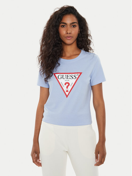 Guess T-krekls W1YI1B I3Z14 Gaiši zils Regular Fit