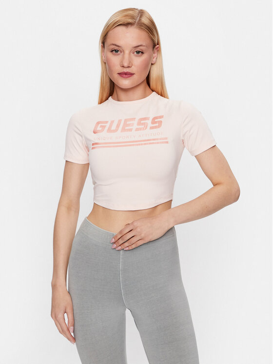 Guess T-krekls Aggie V3YP00 MC04N Rozā Regular Fit