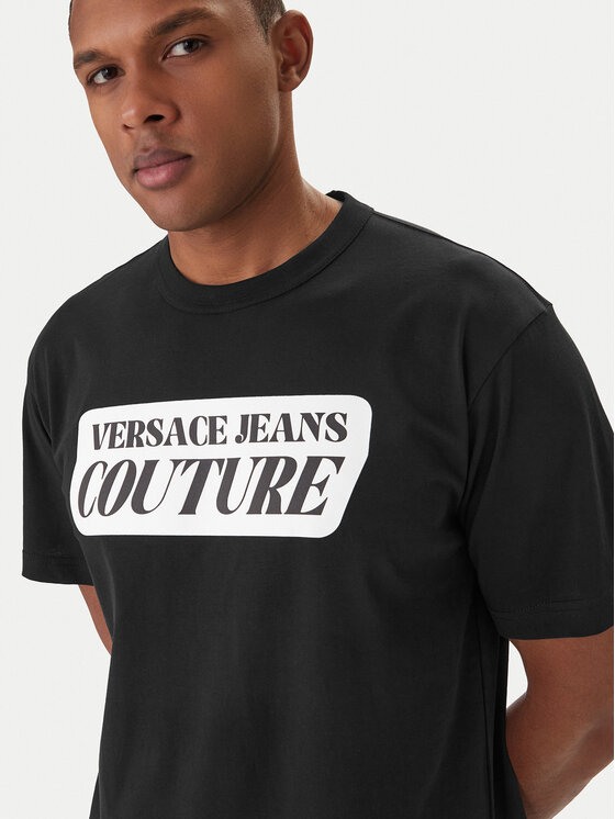 Versace Jeans Couture Versace Jeans Couture Póló 80GAHT17 CJ00T Fekete Regular Fit