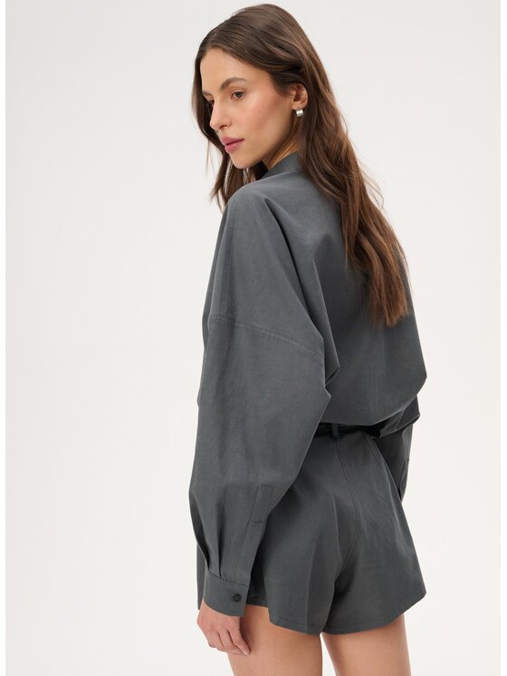 LEBRAND LEBRAND Koszula Meryl Szary ciemny Regular Fit