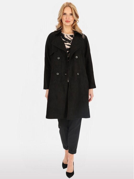 Perso Perso Płaszcz przejściowy BLE252325F Czarny Regular Fit