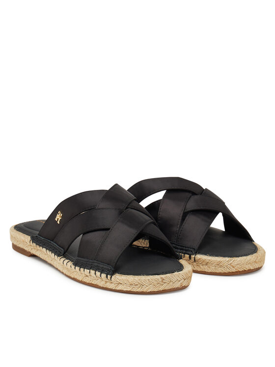 Tommy Hilfiger Tommy Hilfiger Espadrilles Satin Espadrille Mule FW0FW08502 Fekete