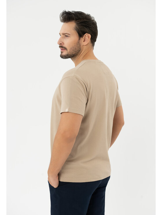 Volcano Volcano T-Shirt TM-FROST Beżowy Regular Fit