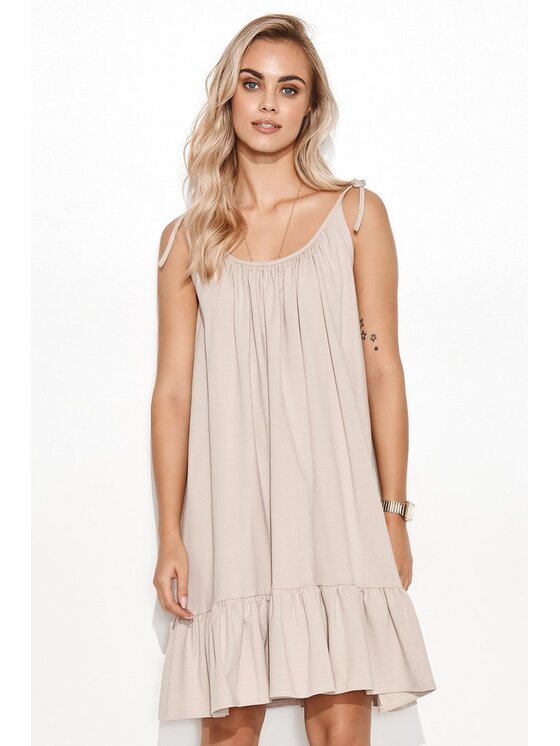 Makadamia Makadamia Sukienka letnia M726 Beżowy Oversize