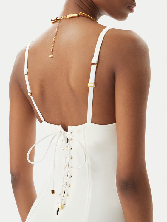 Elisabetta Franchi Elisabetta Franchi Koktejlové šaty AB74852E2 360 Biela Regular Fit