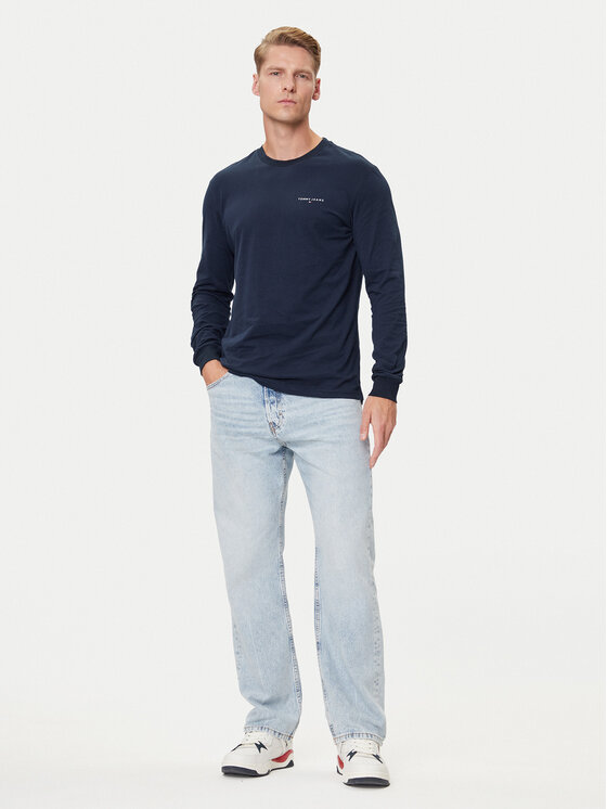 Tommy Jeans Tommy Jeans Longsleeve Chest Linear DM0DM21594 Granatowy Regular Fit